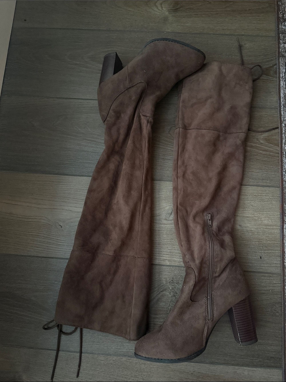 Charlotte Russe Brown Suede Over-the-Knee Block Heel Boots